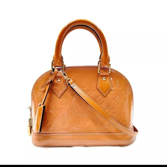 Louis Vuitton Handbags - Auth Louis Vuitton Camel Brown Vernis Patent Leather 2way LV Alma BB Satchel